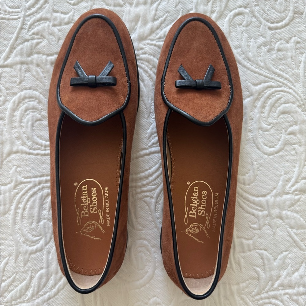 Belgian Shoes Midinette in Whiskey Suede, size 36, New in Box